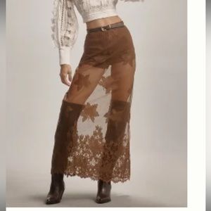 Sheer lace Maxi skirt. Built in skirt.. Anthropologie brand size Large